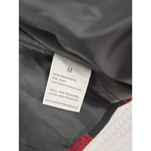 Rampage ~Woman Size M~ Scarlet Red/Caviar Plaid Buffalo Check Pea Coat Jacket. - Picture 4 of 11